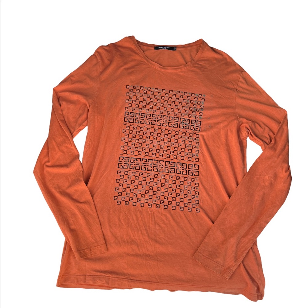Givenchy Paris long sleeve orange t shirt size large womens